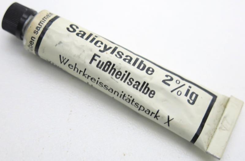 German Wehrmacht Salicylsalbe 2% ig Fussheilsalbe Wehrkreissanitätspark X Hamburg.
