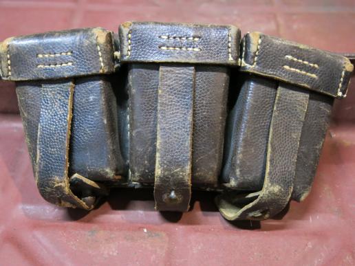 German Wehrmacht K98 Patronentaschen Ammo Pouch Makers Name 1944 Slighty Used, But Rare.