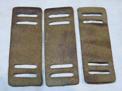German Wehrmacht Gas Mask Can Straps Leather Reinforcement Set Of Three Mint Unused Ones.