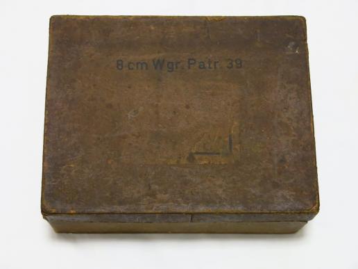German Wehrmacht 8 cm Wgr. Patr. 39 Almost Full Box Of Discharging Rounds 1944/45, Empty And Inert.