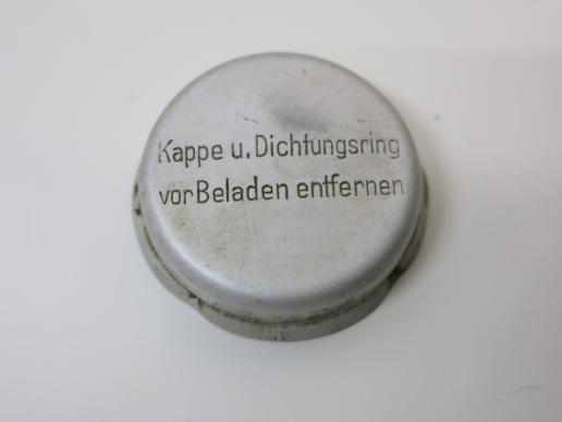 German Luftwaffe Aluminium Transport Cover For Aerial Bomb Fuzes Rare Loose Spare Part, Inert.