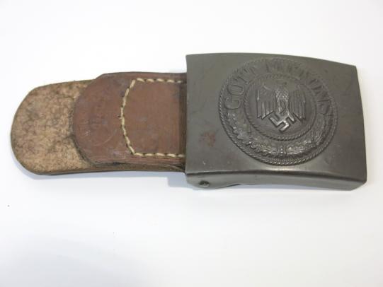 German Wehrmacht Heer Koppelschloß Belt Buckle With Leather Tab 1940, Very Nice Condition.