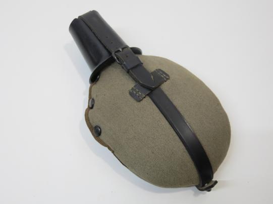 German Wehrmacht Feldflasche M42 Canteen With Gabardine Cover 1945 Dated Mint Condition.