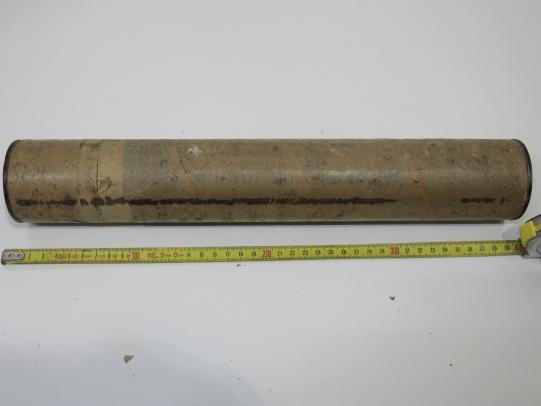 USA WWII 37 MM H. E. M63 Anti Tank Round Transport Tube 1942, VERY RARE.