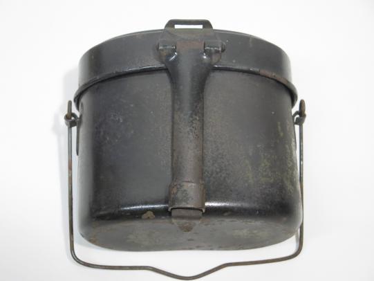German Wehrmacht Kochgeschirr M42 Black Enamel Steel Mess Kit M42 Matching RBNr/AEMA 44 Never Used.