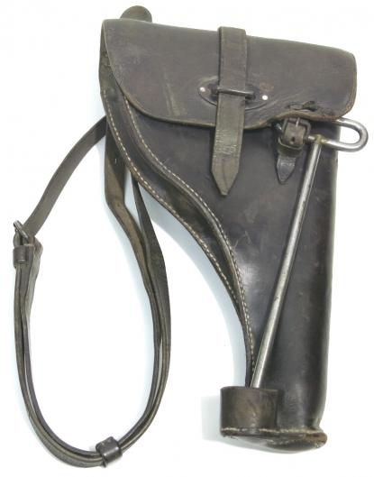 German Wehrmacht Flare Gun Complete Set Of Holster, Shoulder Strap And Cleaning Rod Untouched 1938-1939.