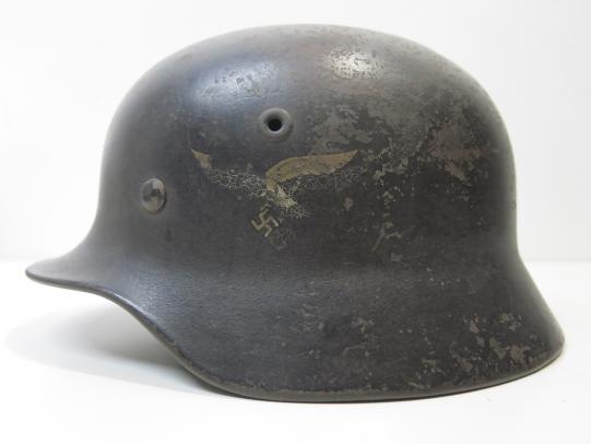 German Luftwaffe M40 Single Decal Q64 Helmet Dark Blue Paint, Rare.