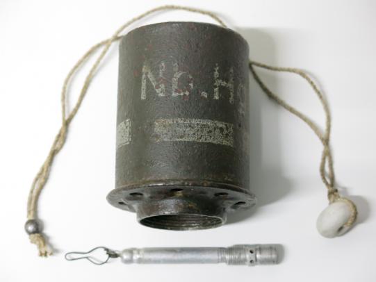 German Wehrmacht Nb. Hgr. 39 B Nebel Handgranate 39 B Smoke Stickgrenade Head, BZ39 Nb Fuze And Pull Cord, Inert.