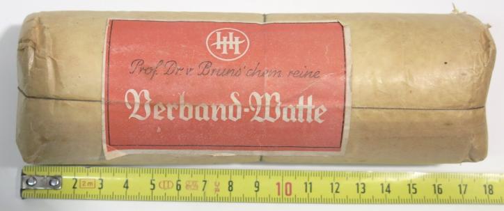German Wehrmacht/Luftschutz Wundwatte Large Cotton Wool Packet Unused.