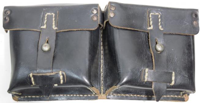 German Wehrmacht Magazines Pouch For G43 In Black Prestoff Leather bla 1944 Marked And Mint.
