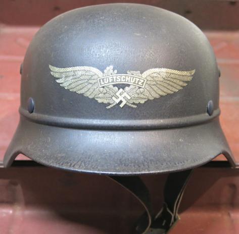 German Luftschutz M35 Helmet Q68/58 In PRISTINE Condition.