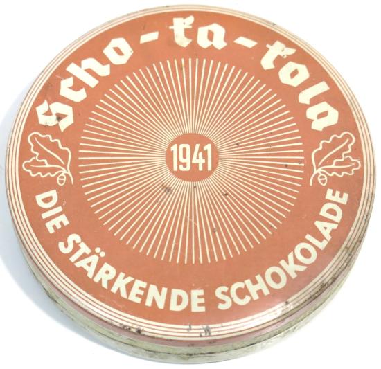 German Wehrmacht Scho-Ka-Kola Tin 1941 Super Nice.