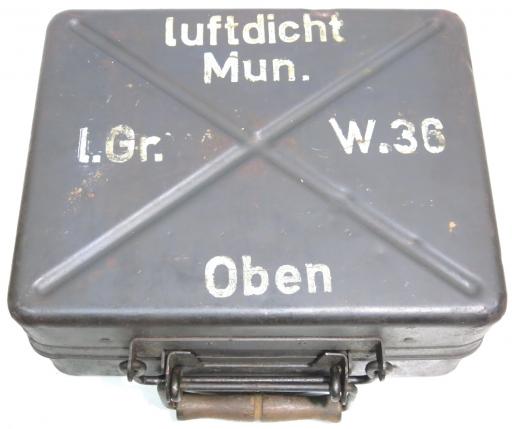 German Wehrmacht 5 cm leichter Granatwerfer 36, (5 cm leGrW 36), 5 cm Mortar Box bpo 1943, Extremelly Nice.