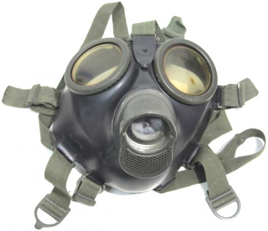 German Wehrmacht Gas Mask GM38 Black Rubber With Feldgrau Paint 1943.