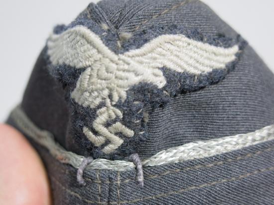 German Luftwaffe Officer Feldmütze Side Cap In Blue Gabardine Size 58. (30)
