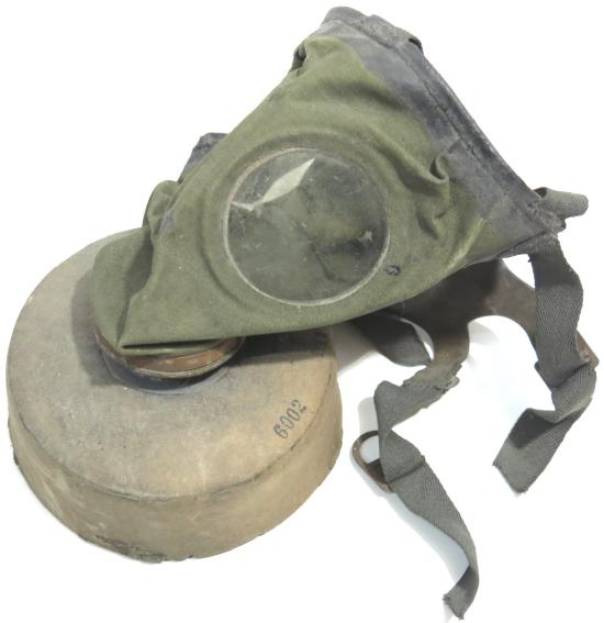 German Luftschutz Volksgasmaske VM44 Size 2, (Medium), 1945 Dated With Total Last Ditch Cardboard Made Filter.