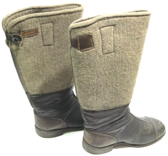 German Wehrmacht Winter Late War Boots In Heavy Felt Material, Nice Chocolate Brown Colour, Matching Pair RBNr.
