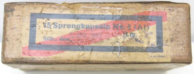 German Wehrmacht Sprengkapseln Nr. 8 Full Box 5 April 43 Dated, Inert.