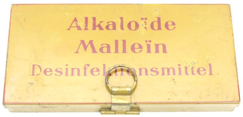 German Wehrmacht Alkaloïde Malleïn Desinfektionsmittel Hauptner 36 Yellow Tin Belonging To The Veterinär Satteltasche 29, Hard To Find.