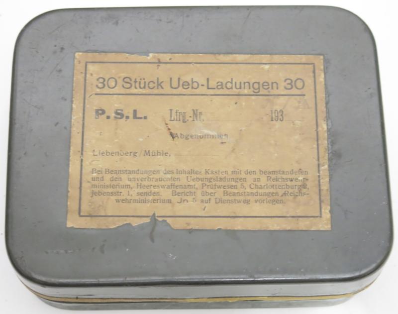 German Wehrmacht 30 Stück Ueb-Ladungen 30 N/A P. S. L. Empty Box.