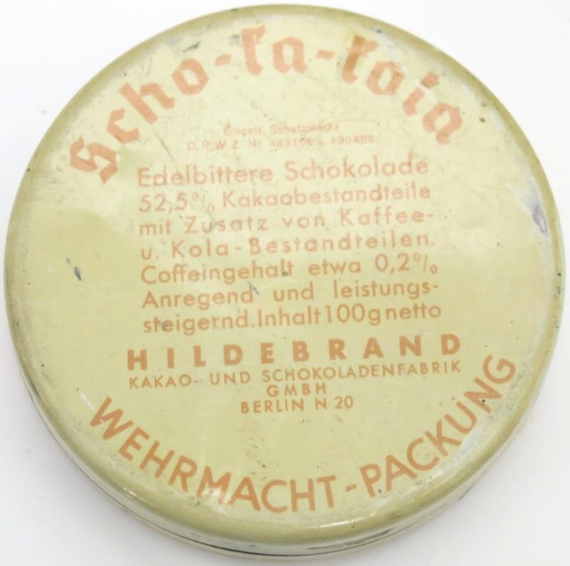 German Wehrmacht Scho-Ka-Kola Empty Tin 1938 Excellent Condition.