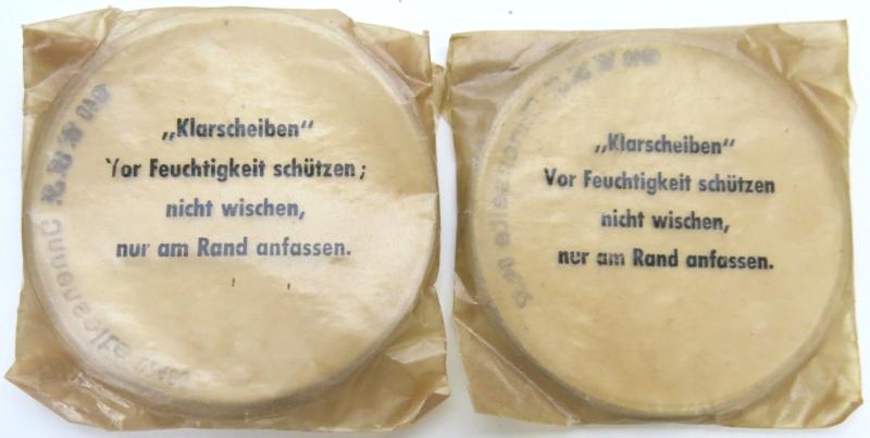 German Wehrmacht Klarscheiben Clear Lenses For Gas Mask Set Of Two Matching Dated 1940.