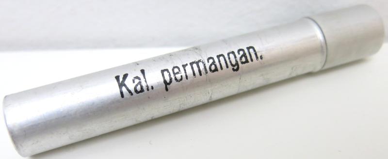 German Wehrmacht Sanitär Aluminium Tablettenröhrchen Medical Pills Tube Kal. permangan. Rare In This Thin Version, Empty.