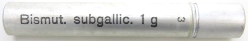 German Wehrmacht Sanitär Aluminium Tablettenröhrchen Medical Pills Tube Bismut. subgallic. 1 g, Empty.