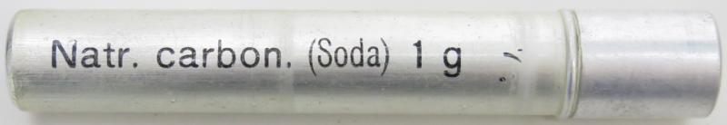 German Wehrmacht Sanitär Aluminium Tablettenröhrchen Medical Pills Tube Natr. carbon. (Soda) 1 g, Empty.