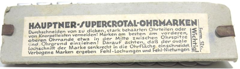 German Wehrmacht Veterinar HAUPTNER-SUPERCROTAL-OHRMARKEN Horse Identification Clamps Set. (2)