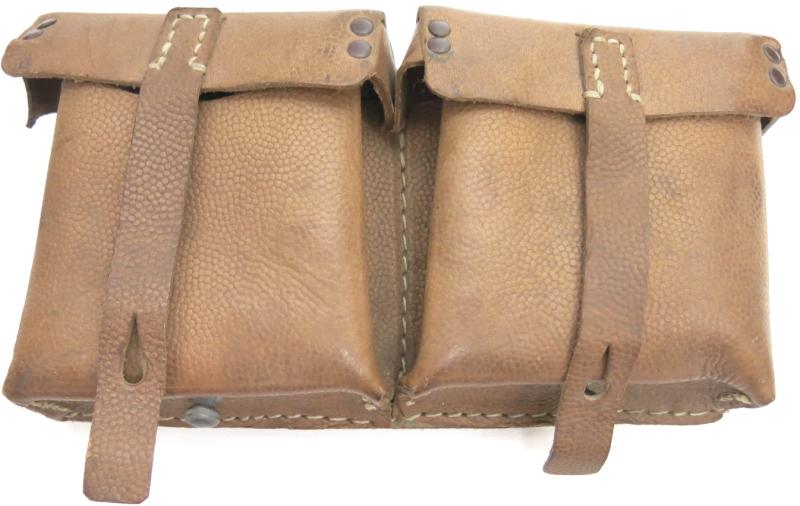 German Wehrmacht Magazines Pouch For G43 In Brown Leather ros 1944 Marked And Mint.