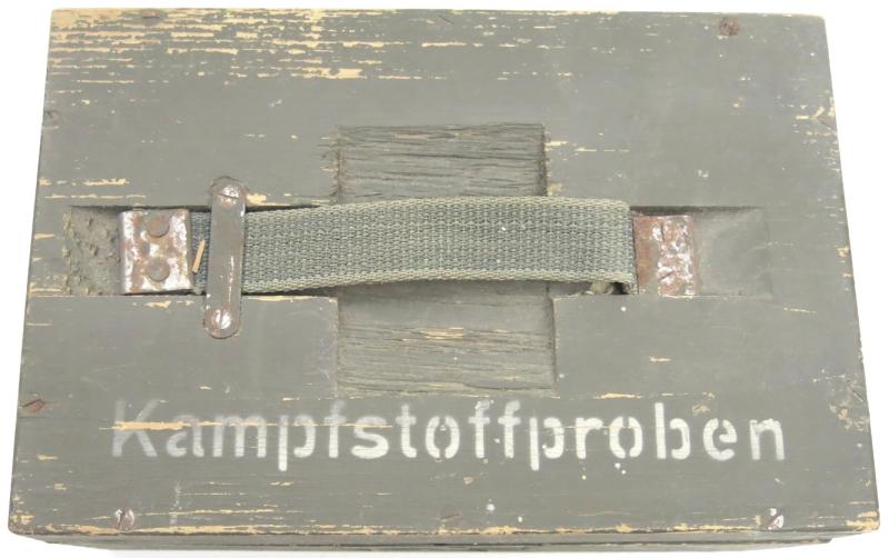 German Wehrmacht Kampfstoffproben Box chr 4, Late War 1944 Box, Empty, But Nearly Mint.