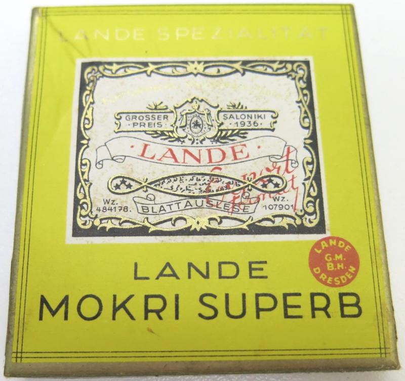 German Wehrmacht Mokri Lande Spezialitat 6 Zigaretten Unopened Box.