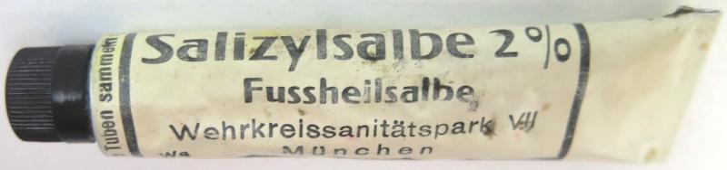 German Wehrmacht Salizylsalbe 2% Fussheilsalbe Wehrkreissanitätspark VII München.