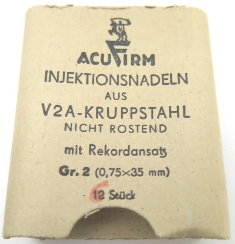 German Luftschutz Schachtel Mit 1/2 Dutzend Injektionsnadeln Box Of 1/2 Dozen Injection Needles Belonging to the Luftschutz Gastasche, Hard To Find.