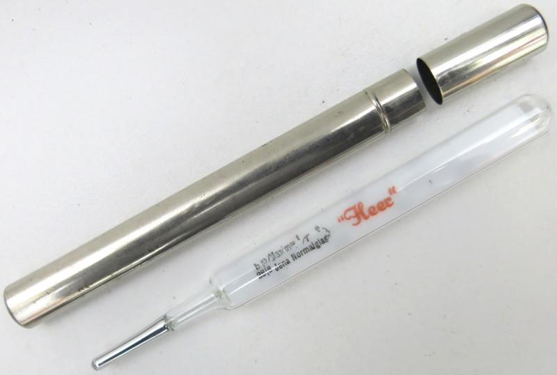 German Heer Thermometer In Metal Transport Tube, Hard To Find A Heer One.
