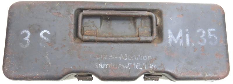 German Wehrmacht 3 S.Mi.35 Schrapnellmine 35 Transport Box Case, In Panzer Grey.