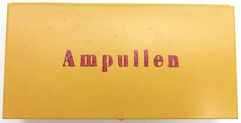 German Wehrmacht Ampullen Medical Yellow Box For Sanitätstasche Für Sanitätsoffiziere Leather Bag And/Or Lazarette Field Hospital, Minty.