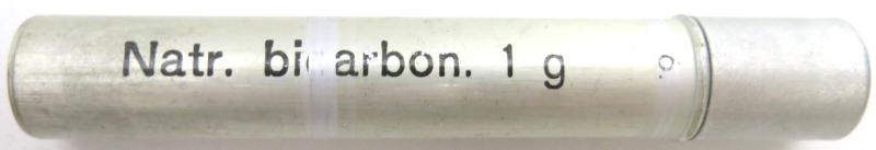 German Wehrmacht Sanitär Aluminium Tablettenröhrchen Medical Pills Tube Natr. bicarbon. 1 g, Empty.