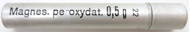 German Wehrmacht Sanitär Aluminium Tablettenröhrchen Medical Pills Tube Magnes. peroxydat. 0,5 g, Empty.