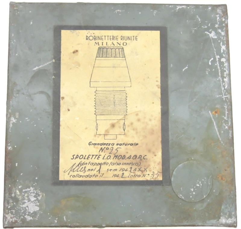 Italy WWII Spolette i. o. MOD 40 PC Italian Fuze Metal Box Complete With All Inserts, 1942.
