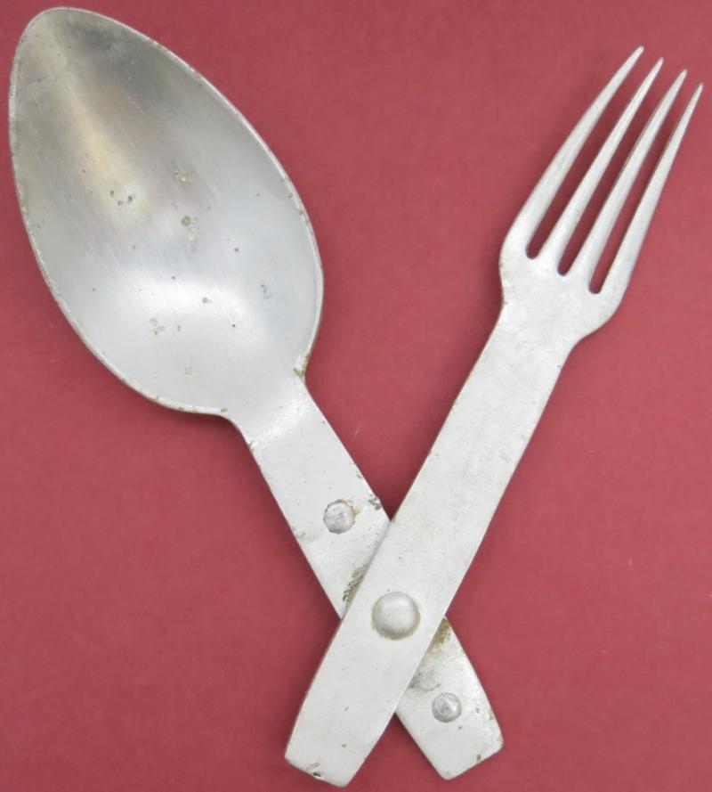 German Wehrmacht Göffel Folding Spoon And Fork Aluminium Made G&CL 40.