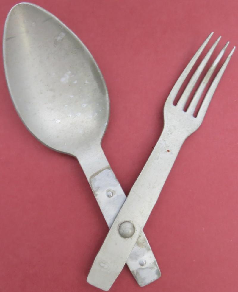 German Wehrmacht Göffel Folding Spoon And Fork Aluminium Made GK&F 40.