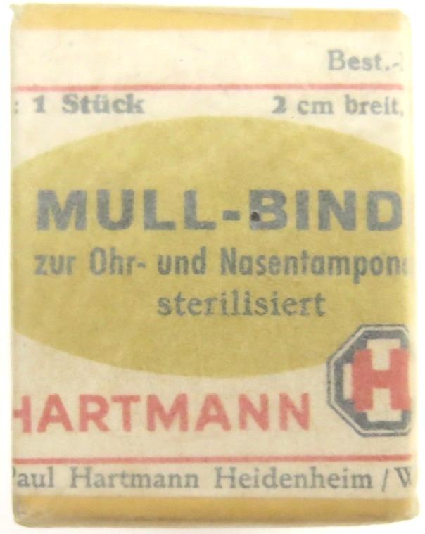 German Civilian Pre War And Wartime Era Paul Hartmann 1 Stück Mull-Binden 2 cm x 5 m In Unopened Box.