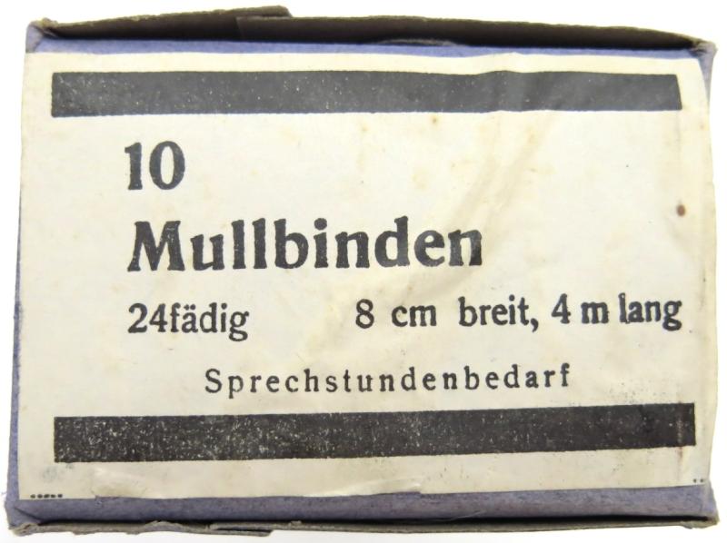 German Civilian Pre War And Wartime Era 10 Stück Mullbinden 8 cm x 4 m Complete Box.