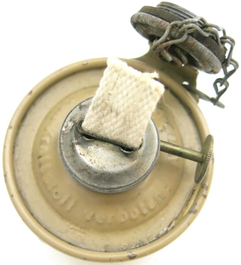 German Wehrmacht Karbid Lamp Einheitslaterne Stahl In Sand Colour Small Petrol Lighter Maker ago.