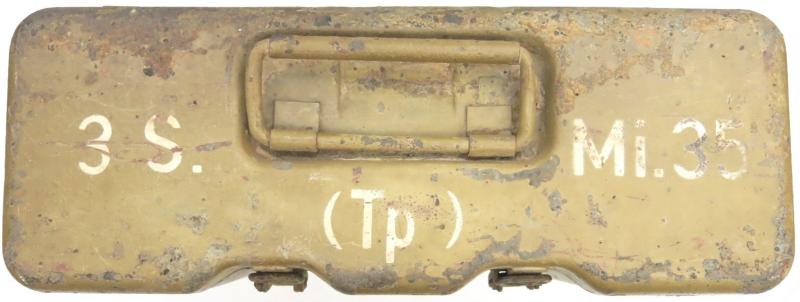 German Wehrmacht Deutsches Afrika Korps DAK 3 S.Mi.35 Schrapnellmine 35 Transport Box Case, Tropical In Sand Colour And Battle Damage.