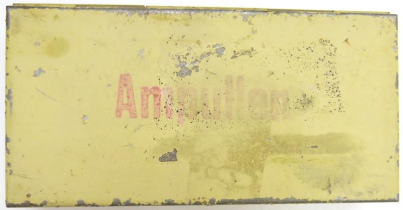 German Wehrmacht Ampullen Medical Yellow Box For Sanitätstasche Für Sanitätsoffiziere Leather Bag And/Or Lazarette Field Hospital.