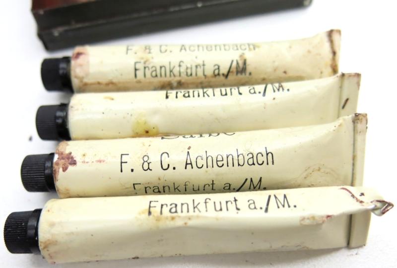 German Wehrmacht Medical Salbe Tin Full With Its Four Original Salbe Tubes, This Is Very Rare To Find.