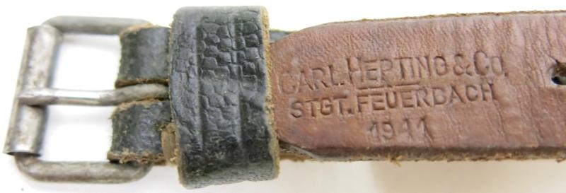 German Wehrmacht Fast Release Utility Strap 54 x 1,8 cms 17 Holes CARL HEPTING & Co. STGT. FEUERBACH 1941, Nearly Mint.